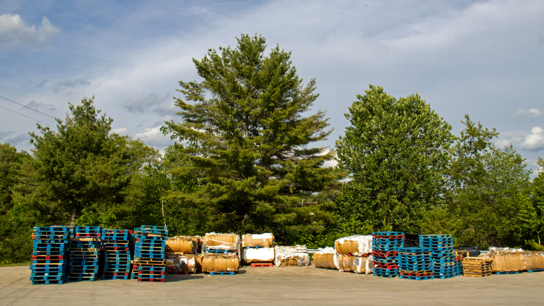 Wood pallets and cardboard for recycling