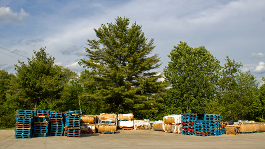 Wood pallets and cardboard for recycling