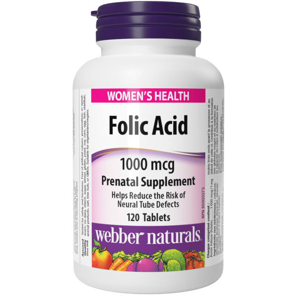 Folic Acid 1000 mcg 120 Tablets, image-hi-res