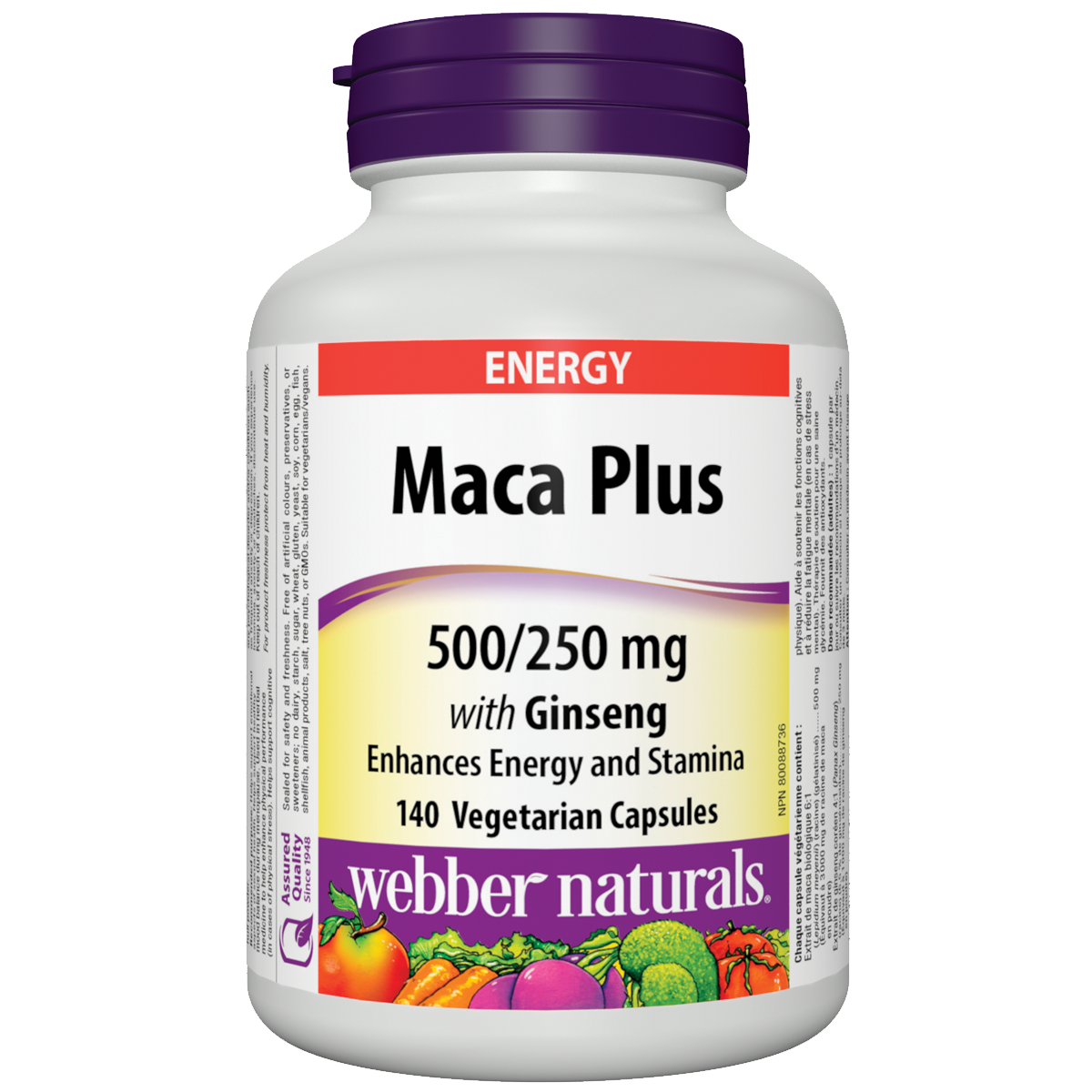 Maca Plus with Ginseng 500/250 mg Vegetarian Capsules for Webber Naturals|v|hi-res|WN5263