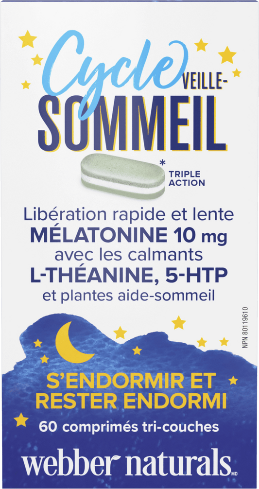 Cycle veille-sommeil Mélatonine avec L-théanine, 5-HTP et plantes aide-sommeil  for Webber Naturals|v|hi-res|WN3921