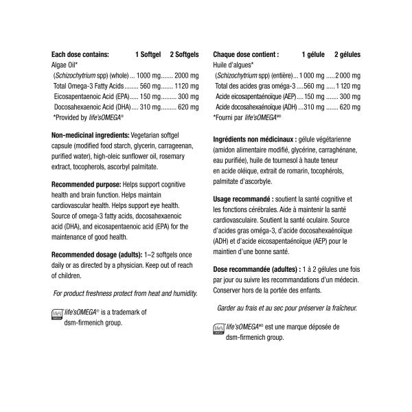 specifications-Oméga-3 à base de plantes AEP/ADH for Webber Naturals