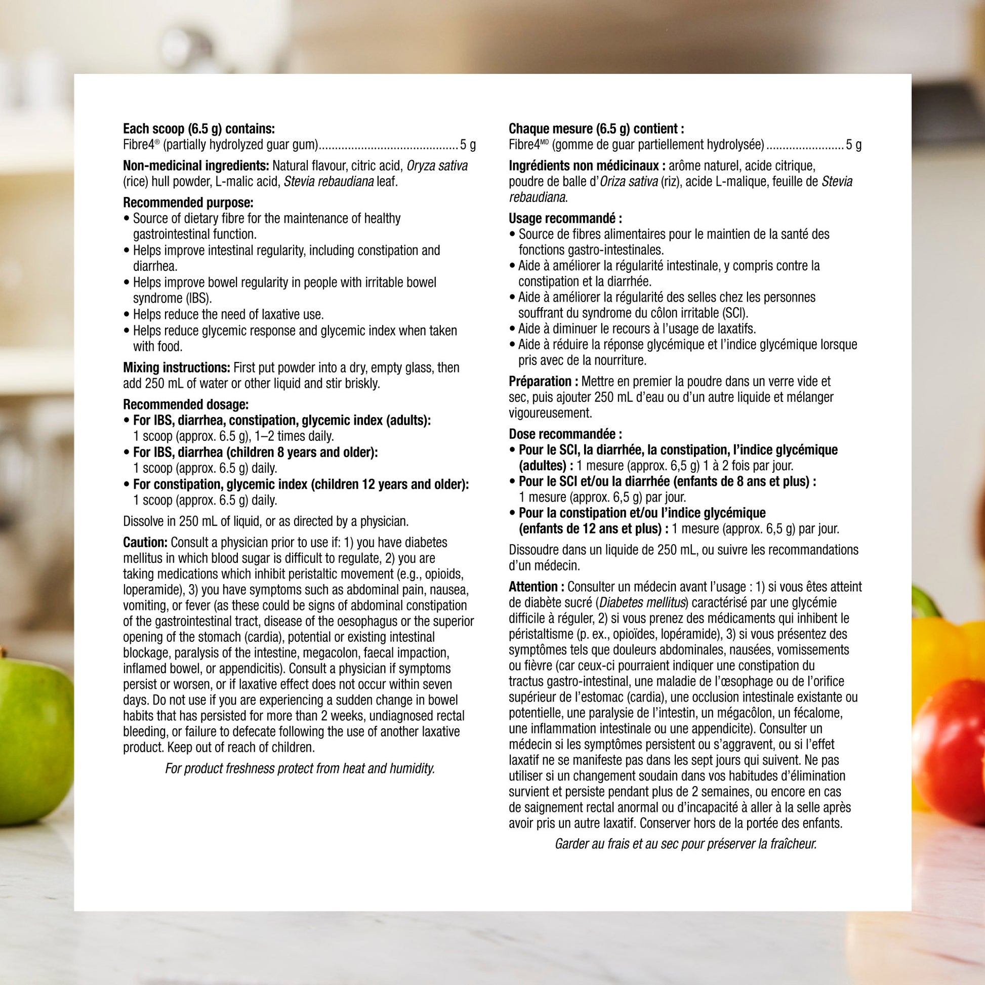 specifications-La bonne fibre4 mandarine acidulée for Webber Naturals