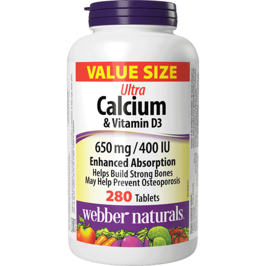 Ultra Calcium & Vitamin D3 Enhanced Absorption 650 mg / 400 IU for Webber Naturals|v|hi-res|WN3905