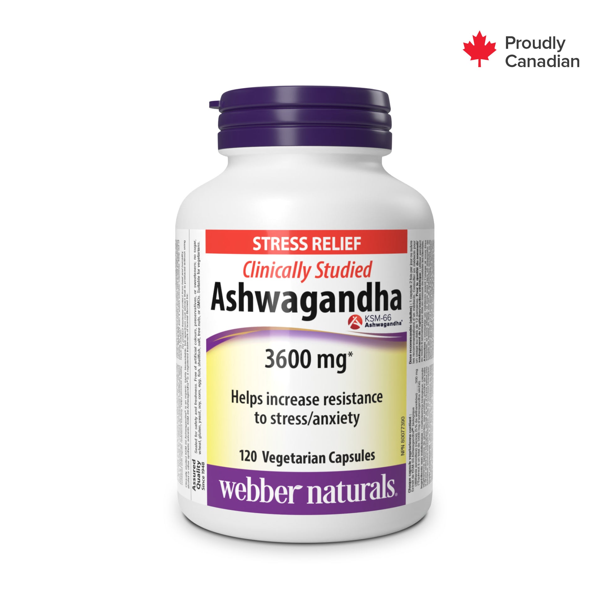 Ashwagandha Clinically Studied 3600 mg Vegetarian Capsules for Webber Naturals|v|hi-res|WN5264