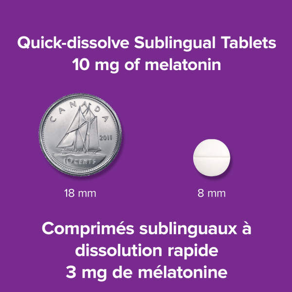 Melatonin Maximum Strength Quick Dissolve 10 mg Sublingual Tablets, image-enhanced-pill