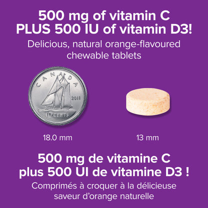 Vitamin C+D3 Chewable Tablets, image-enhanced-pill