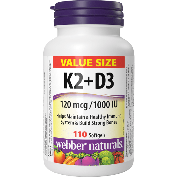 Vitamin K2+D3 120 mcg/1000 IU for Webber Naturals|v|hi-res|WN3929