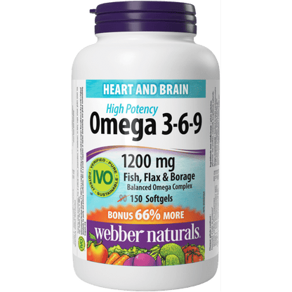 Omega 3-6-9 High Potency Fish, Flax & Borage 1200 mg for Webber Naturals|v|hi-res|WN3876