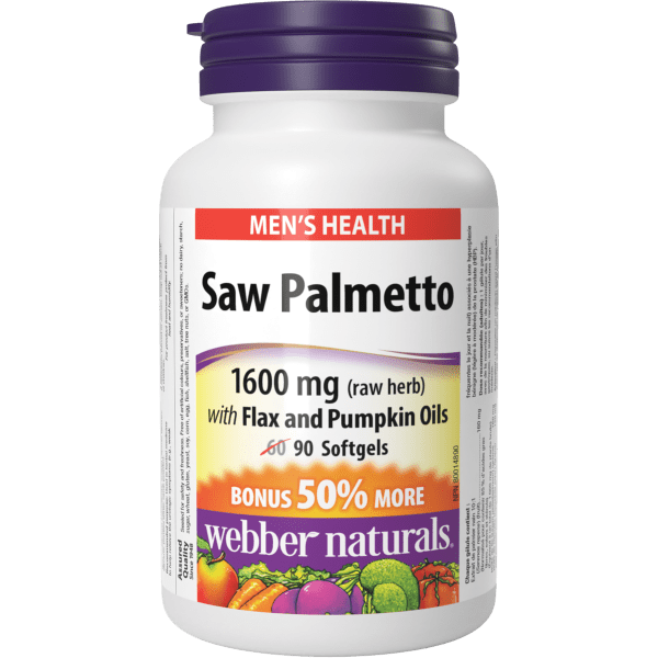 Saw Palmetto with Flax and Pumpkin Oils 1600 mg for Webber Naturals|v|hi-res|WN3840