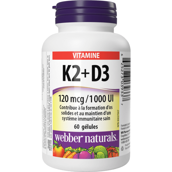 Vitamine K2+D3 I20 mcg/I 000 UI for Webber Naturals|v|hi-res|WN3933