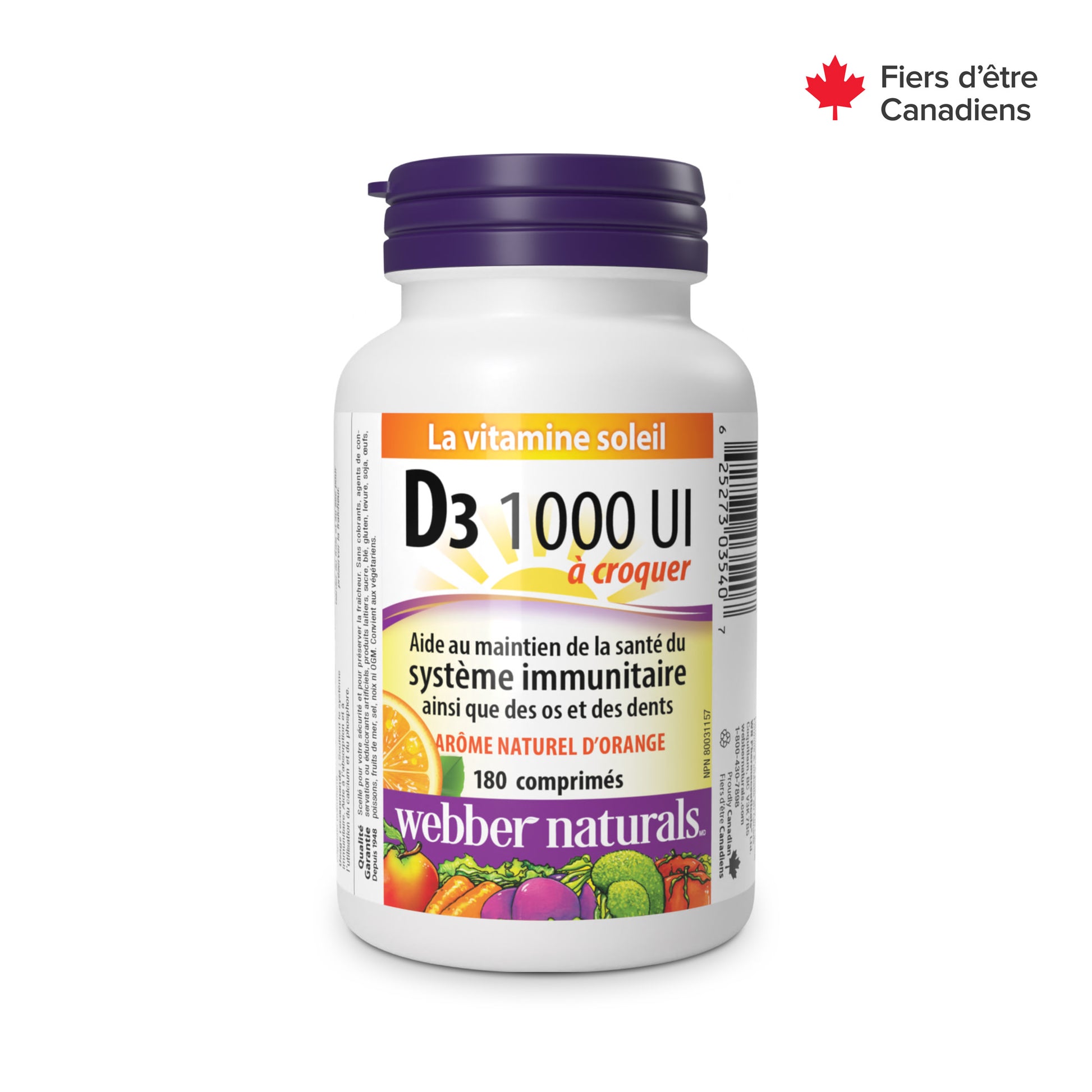 Vitamin D3 Chewable 1000 IU, Natural Orange Flavour for Webber Naturals|v|hi-res|WN3540