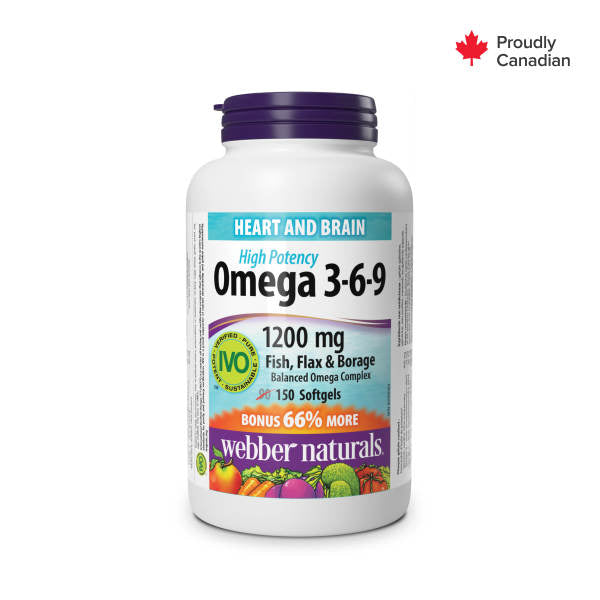 Omega 3-6-9 High Potency Fish, Flax & Borage 1200 mg for Webber Naturals|v|hi-res|WN3876