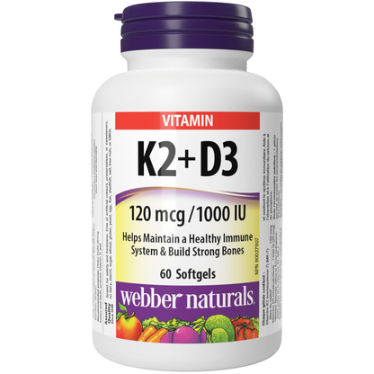 Vitamin K2+D3 120 mcg/1000 IU for Webber Naturals|v|hi-res|WN3933