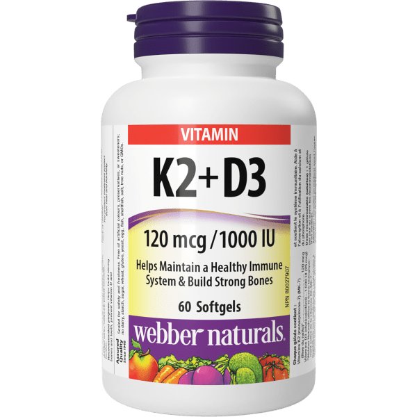 Vitamin K2+D3 120 mcg/1000 IU for Webber Naturals|v|hi-res|WN3933