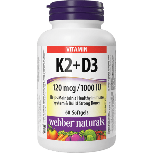 Vitamin K2+D3 120 mcg/1000 IU for Webber Naturals|v|hi-res|WN3933