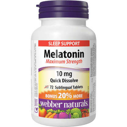 Melatonin Maximum Strength Quick Dissolve 10 mg for Webber Naturals|v|hi-res|WN3827