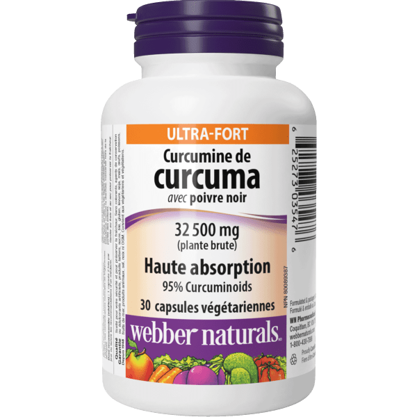 Curcumine de curcuma Ultra-fort avec poivre noir 32 500 mg (plante brute) for Webber Naturals|v|hi-res|WN3547
