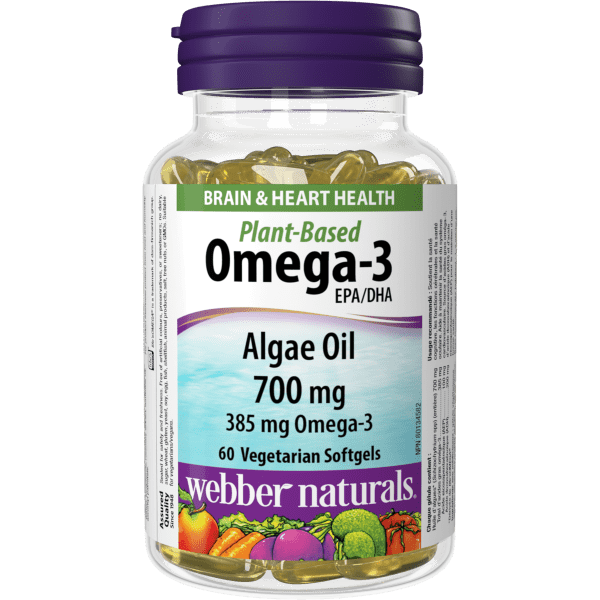 Plant-Based Omega-3 Algae Oil  700 mg  60 Vegetarian Softgels, image-hi-res