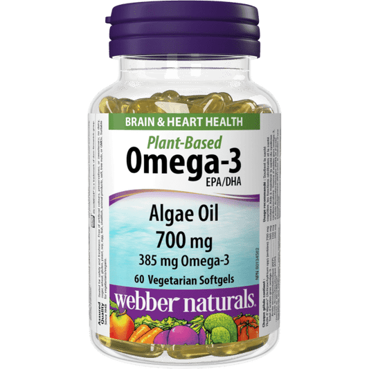 Plant-Based Omega-3 Algae Oil  700 mg  60 Vegetarian Softgels, image-hi-res