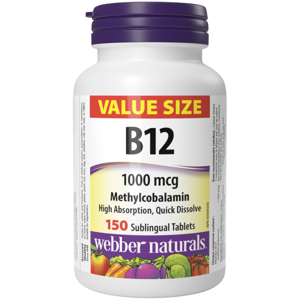 Vitamin B12 Methylcobalamin  1000 mcg  150 Sublingual Tablets, image-hi-res