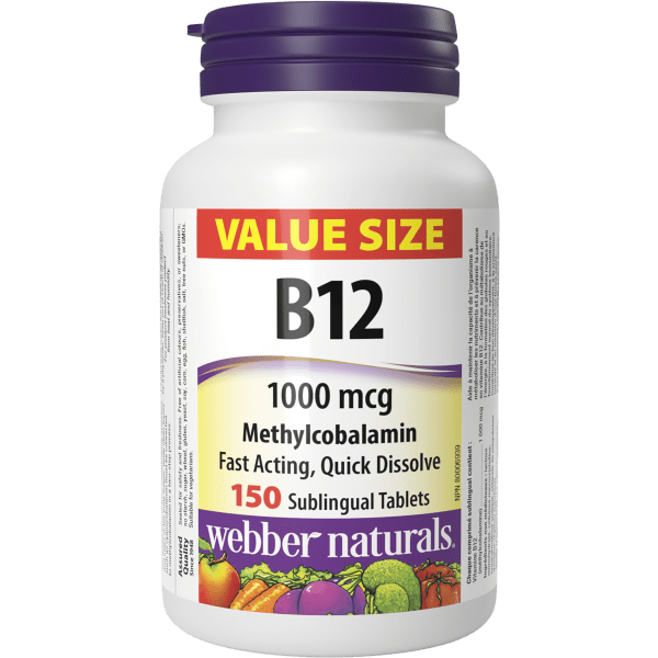 Vitamin B12 Methylcobalamin  1000 mcg  150 Sublingual Tablets, image-hi-res
