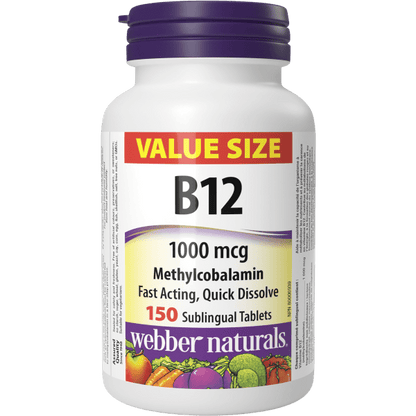 Vitamin B12 Methylcobalamin  1000 mcg  150 Sublingual Tablets, image-hi-res