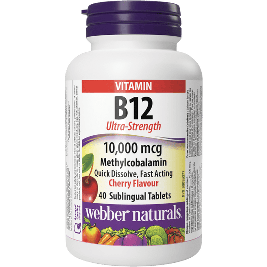 B12 Ultra-Strength  10,000 mcg  40 Sublingual Tablets Cherry Flavour, image-hi-res