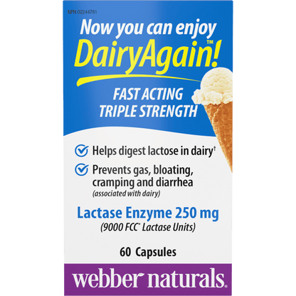 Dairy Again!™  Lactase Enzyme   250 mg  60 Capsules, image-hi-res