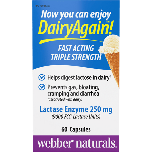 Dairy Again!™  Lactase Enzyme   250 mg  60 Capsules, image-hi-res