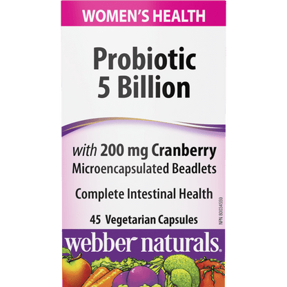 Probiotic with 200 mg Cranberry  5 Billion  45 Vegetarian Capsules, image-hi-res