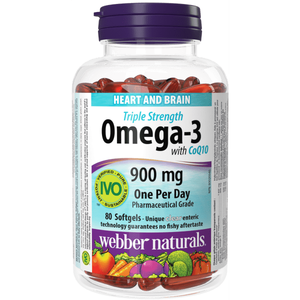 Omega-3 with CoQ10 Triple Strength  900 mg  80 Clear Enteric Softgels, image-hi-res