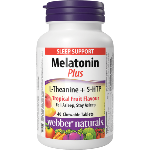 Melatonin Plus L-Theanine + 5-HTP  1.5 mg  40 Chewable Tablets Tropical Fruit Flavour, image-hi-res