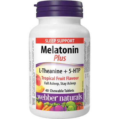 Melatonin Plus L-Theanine + 5-HTP  1.5 mg  40 Chewable Tablets Tropical Fruit Flavour, image-hi-res
