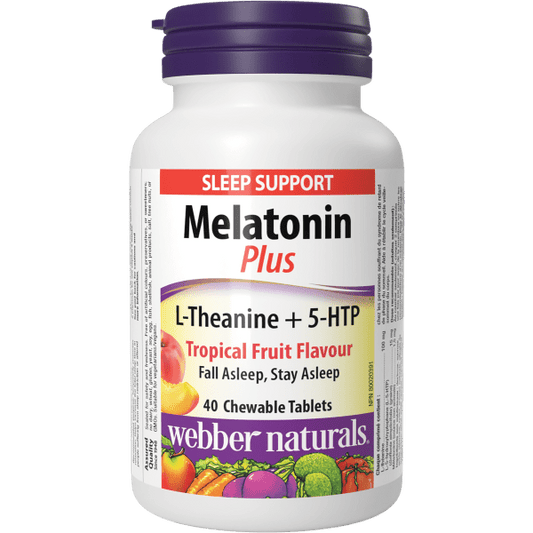 Melatonin Plus L-Theanine + 5-HTP  1.5 mg  40 Chewable Tablets Tropical Fruit Flavour, image-hi-res