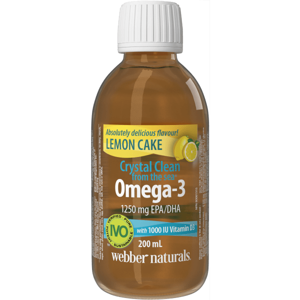 Crystal Clean from the sea® Omega-3 with 1000 IU Vitamin D3  1250 mg EPA/DHA  200 mL Liquid Lemon Cake, image-hi-res