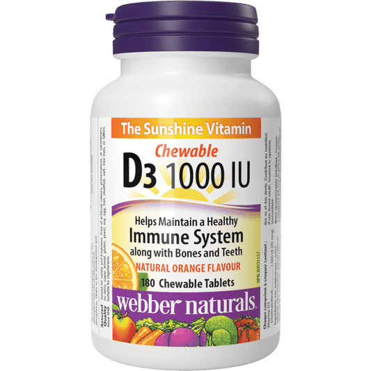 D3 Chewable  1000 IU  180 Chewable Tablets Natural Orange Flavour, image-hi-res