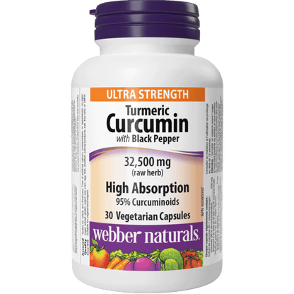 Turmeric Curcumin Ultra Strength with Black Pepper  32,500 mg (raw herb)  30 Vegetarian Capsules, image-hi-res