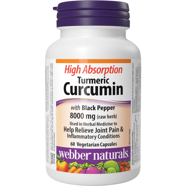 Turmeric Curcumin High Absorption with Black Pepper   8000 mg (raw herb)  60 Vegetarian Capsules, image-hi-res