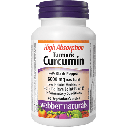 Turmeric Curcumin High Absorption with Black Pepper   8000 mg (raw herb)  60 Vegetarian Capsules, image-hi-res