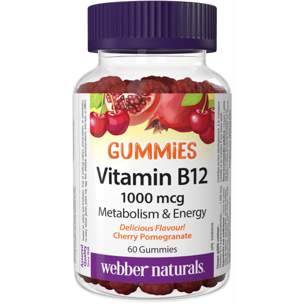 Vitamin B12 Gummies  1000 mcg  60 Gummies Cherry Pomegranate, image-hi-res