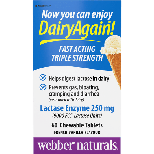 Dairy Again!™ Lactase Enzyme  250 mg  60 Chewable Tablets French Vanilla, image-hi-res