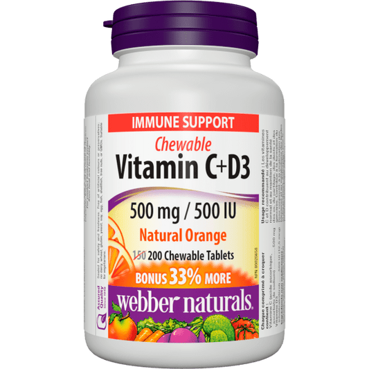 Vitamin C+D3  500 mg / 500 IU  200 Chewable Tablets Natural Orange, image-hi-res
