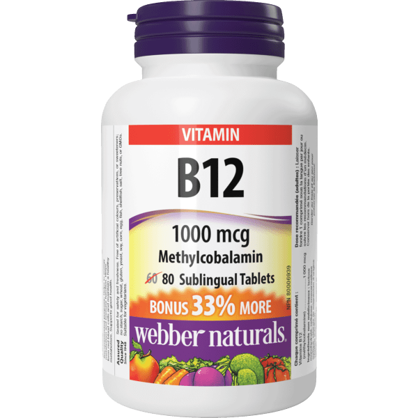Vitamin B12 Methylcobalamin  1000 mcg  80 Sublingual Tablets, image-hi-res