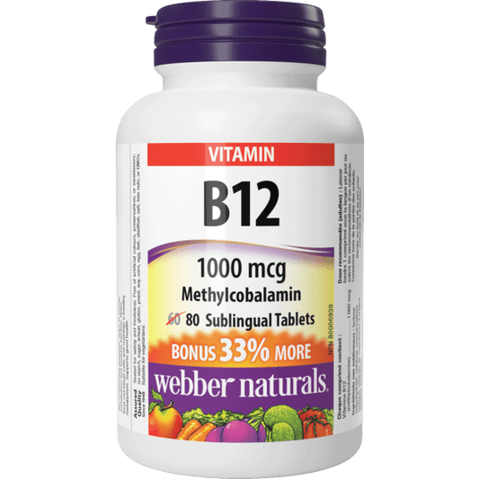 Vitamin B12 Methylcobalamin  1000 mcg  80 Sublingual Tablets, image-hi-res