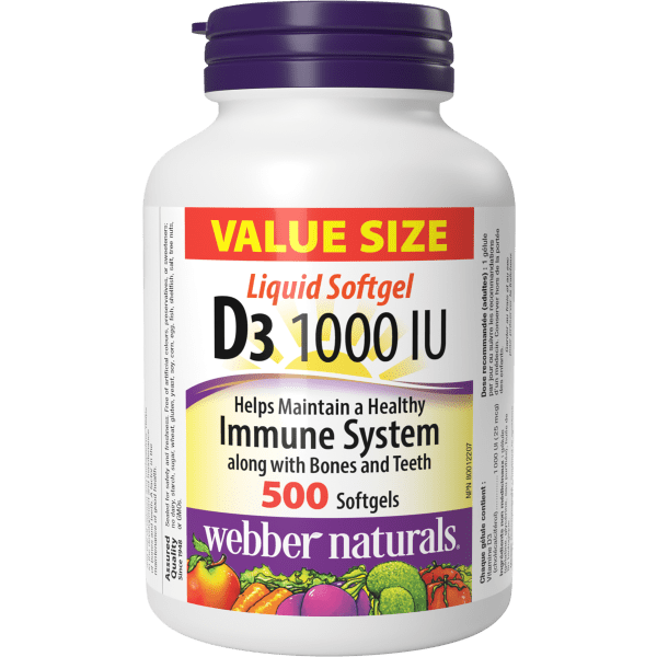 D3  1000 IU  500 Softgels, image-hi-res