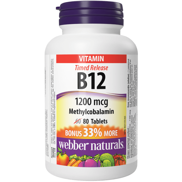 Timed-Release Vitamin B12 Methylcobalamin  1200 mcg  80 Tablets, image-hi-res