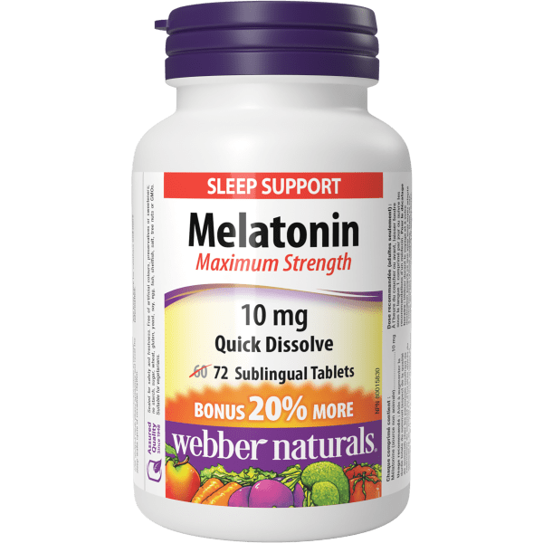 Melatonin Maximum Strength Quick Dissolve  10 mg  72 Sublingual Tablets, image-hi-res