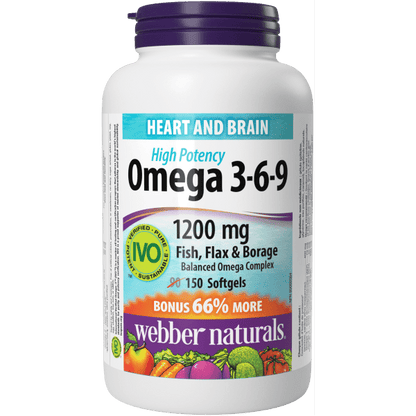 Omega 3-6-9 High Potency  Fish, Flax & Borage   1200 mg  150 Softgels, image-hi-res
