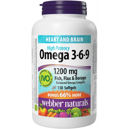 Omega 3-6-9 High Potency  Fish, Flax & Borage   1200 mg  150 Softgels, image-hi-res